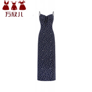 萬欣兒法式碎花吊帶連衣裙子女夏季2025新款氣質淑女百搭日系兩件套長裙 碎花吊帶裙 S (85斤-100斤)