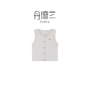 丹德蘭小眾設計感紐扣開(kāi)衫無(wú)袖背心女外穿內搭打底衫上衣-2550 白色 M （105-125斤）