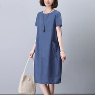 楚馨圓點(diǎn)連衣裙2025新款夏季女裝寬松純棉中年遮肚子休閑高端夏天裙子 藍色 M 推薦115斤以?xún)?
                                         title=