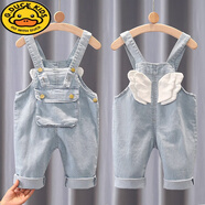 G.duck男童背帶褲寶寶春秋薄款純棉男寶褲子嬰幼童兒童女夏嬰兒可開(kāi)襠褲 牛仔天使翅膀 170 8碼建議身高75-83cm