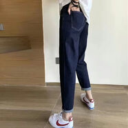 俞兆林（YUZHAOLIN）卷邊直筒牛仔褲女2025年春秋新款小個(gè)子高腰顯瘦八分九分煙管褲子 深藍 【888款】 M 建議【98斤-109斤】