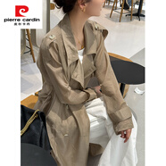 皮爾卡丹（pierre cardin）時(shí)尚設(shè)計(jì)感防曬風(fēng)衣女2025夏季白色松弛感罩衫中長(zhǎng)款天絲亞麻外套 香檳金 M 105-125斤