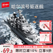 森寶積木軍事拼裝驅(qū)逐艦?zāi)Ｐ屯婢吣泻⑸斩Y物 哈爾濱號驅(qū)逐艦208047