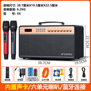 sanwarm山水E6廣場(chǎng)舞音響戶外移動(dòng)K歌手提藍(lán)牙音箱帶話筒聲卡新款一體機(jī) 木箱體(雙低音)