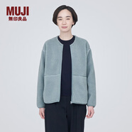 無印良品（MUJI）女式  長(zhǎng)毛抓絨 夾克 短款外套女  簡(jiǎn)約風(fēng) BB2NSA3A 淺藍(lán)色 S(155/80A)