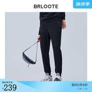 巴魯特（Brloote）男士針織休閑褲彈力舒適抽繩九分休閑褲秋冬 黑色 190/100A