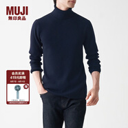 無(wú)印良品 MUJI 男式  羅紋 可水洗 高領(lǐng)毛衣 AAC01A1A 長(cháng)袖針織衫 藏青色 XS