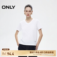 ONLY2025春季新款簡(jiǎn)約舒適基礎(chǔ)純色V領(lǐng)正肩短袖T恤女|125101059 A43 奶油白色 2XL (180) 96A