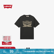 Levi's李維斯25年春夏新款男士雙馬印花潮流休閑寬松圓領(lǐng)短袖T恤 黑色 004IT-0001 M