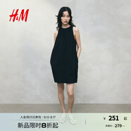 H&M女裝連衣裙2025夏季新款掛脖連衣裙無(wú)袖直筒通勤氣質(zhì)裙1290440 黑色 XS 155/80