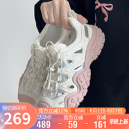 駱駝（CAMEL）丑萌登山鞋女時(shí)尚撞色戶(hù)外休閑鞋 L24M076602 米/銀/粉 38