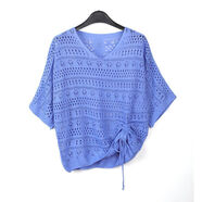 小香風(fēng)單件/連衣裙夏季新款吊帶長(cháng)裙子鏤空針織衫兩件套裙薄款女 藍色單件上衣 3XL