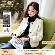 香影小香風(fēng)毛呢外套女2024冬裝新款小個(gè)子氣質(zhì)赫本風(fēng)法式短款大衣 米色 S