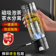 XDO一鍵開蓋磁彈玻璃水杯男士泡茶杯茶水分離雙層隔熱防燙高硼硅