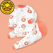 G.DUCKKIDS嬰兒加厚衣服寶寶保暖衣套裝秋冬兒童棉服純棉夾棉襖男女睡衣冬裝 萌萌獅 【高腰】 100 適合90-100cm年齡3-4歲