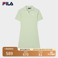 FILA 斐樂(lè)官方女子針織連衣裙時(shí)尚修身POLO領(lǐng)短袖裙子 淺菁綠-LG L (170) 88A