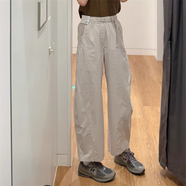 MUJI COM無印良品【商超同款】女裝休閑廓形長/系腰帶休閑彎刀鐮刀子25春 淺灰色 XL