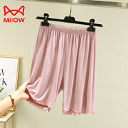 貓人（MiiOW）莫代爾居家睡褲女五分短褲高腰大碼闊腿褲夏季百搭休閑寬松薄款 粉色 M (建議80-100斤)