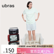 ubras水果系列滿印全棉短袖短褲家居服套裝女士睡衣女 帶杯-冰藍(lán)綠XL