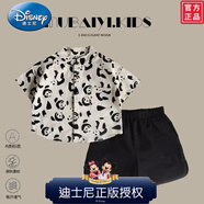 迪士尼（Disney）正品品牌男童裝套裝2025新款帥氣兒童裝短袖洋氣男寶寶天時(shí)髦衣服 上衣+褲子套裝(小熊) 80 【正碼正拍】