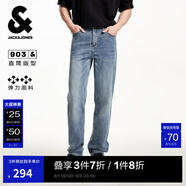 杰克·瓊斯（JACK&JONES）男裝修身牛仔褲男彈性品牌男褲休閑高檔潮流四季款寬松直筒褲子 099中藍牛仔 直筒 28 165 W28/L30