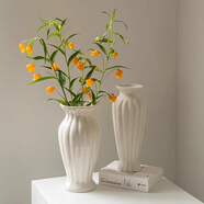 心楠法式陶瓷花瓶小高級感插花復古美式玫瑰客廳輕奢擺件白色奶油風(fēng) 素白高款陶瓷花瓶【磨砂款】