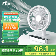 Hulker【靜音勁風(fēng)款】Hulker桌面小風(fēng)扇靜音迷你USB電風(fēng)扇辦公室學(xué)生宿舍圖書(shū)館手持充電臺式搖頭小電扇 珍珠白：10000mAh電池+電量顯示