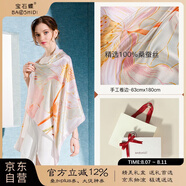 寶石蝶真絲絲巾女100%桑蠶絲旗袍披肩圍巾女媽媽生日禮物女禮盒/荷韻3