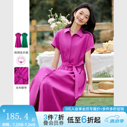 梵希蔓（vimly）法式優(yōu)雅襯衫領(lǐng)連衣裙女2025年夏季新款寬松顯瘦長(zhǎng)裙子 A1857 玫瑰粉 S