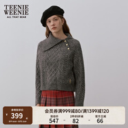 Teenie Weenie小熊女裝時(shí)尚簡(jiǎn)約毛衣冬季不對稱(chēng)翻領(lǐng)金扣斜開(kāi)襟上衣 灰色 XS 155