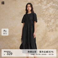 播流光氣質(zhì)連衣裙女2024夏季新款收腰優(yōu)雅法式茶歇裙DDR2LD5781 K40玄黑 XS