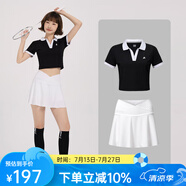川崎（KAWASAKI）羽毛球服女神運動套裝女夏季短袖T恤運動裙兩件套運動服速干衣 B2996黑色+B2766白色 L