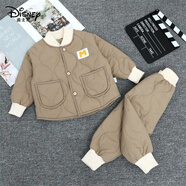 木清清兒童秋冬新款棉服套裝男女寶寶棉衣棉褲休閑套裝家居服戶(hù)外兩件套 棉套裝卡其色 90 身高70-80厘米【可開(kāi)擋】
