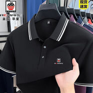 AEMPPE美國(guó)蘋(píng)果全棉男士短袖t恤夏季純棉翻領(lǐng)POLO衫透氣吸汗上衣男 AEPPEM/25837黑色 3XL 190/58