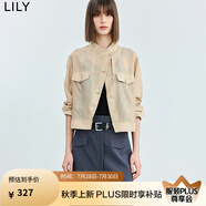 LILY輕盈微光感不對稱設(shè)計莫代爾工裝風(fēng)薄款短外套女 607淺金 S