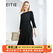 愛(ài)特愛(ài)（EITIE）秋冬商場(chǎng)同款優(yōu)雅通勤百搭收腰魚尾七分袖連衣裙女包臀6007747 黑20 L 165