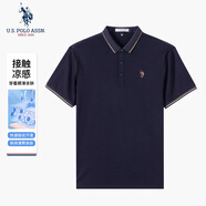 U.S. POLO ASSN.男士短袖POLO衫美式經(jīng)典休閑翻領上衣USPA彩標全棉商務男裝T恤