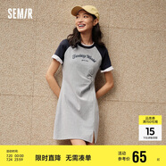 森馬連衣裙女插肩袖修身收腰夏季字母開叉短裙運動風(fēng)109324114025