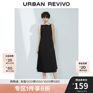 UR2025春季新款女裝法式氣質(zhì)后拉鏈收腰無(wú)袖連衣裙UWM750031 黑色 L