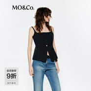 MO&Co.上衣2025夏新品精紡時(shí)裝方領(lǐng)收腰A字擺背心黑色MBE2TOP034 黑色 S /160