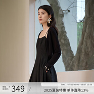 阿依蓮【商場(chǎng)同款】氣質(zhì)針織開(kāi)衫夏季薄款女2025新款吊帶裙外搭披肩上衣 黑色 S