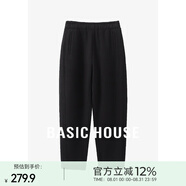 Basic House/百家好加厚加絨休閑褲女秋冬香蕉褲奶奶褲保暖百搭寬松顯瘦新款 黑色 XL 120-130斤