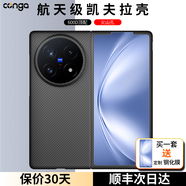 CONGA適用vivoxfold5手機殼套凱夫拉芳綸纖維vivo x fold5 pro保護套碳纖維翻蓋式全包防摔超薄商磁吸 經(jīng)典黑｜火山口｜600D 【單后蓋】vivoXFold5