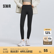 森馬休閑褲女高彈收腹緊身打底褲2025春新款黑色隨心裁九分褲純色 黑色90001 XL 170/74A