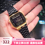 卡西歐（CASIO）手表 小春同款 情侶經(jīng)典復(fù)古小方塊 時尚學(xué)生表小金表 A168WEGB-1B 男款