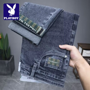花花公子;PLAYBOY2025春秋季潮牌新款牛仔褲男經(jīng)典帥氣舒適修身男褲時尚簡約褲子男 969藍灰 28