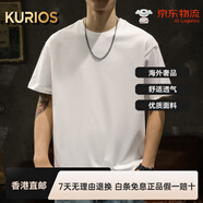 KURIOS奢品260g重磅白色短袖T恤男夏季潮牌寬松圓領(lǐng)白色半袖體恤男裝上 白色 L 【適合125-145斤】