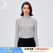 哈吉斯（HAZZYS）女裝 春秋款女士條紋高領(lǐng)長袖打底衫T恤ABTSE0BCE15 米黃色OW L (165/88A 40)