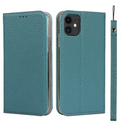 紐為（Newvessy）13適用iPhone11/12皮套手機(jī)殼高檔大牌牛皮por蘋果11Promax翻蓋真皮奢華保護(hù)套十一全包邊防摔男女 【天藍(lán)色】愛馬原皮 送鋼化膜+掛繩 iPhone 11