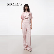 MO&Co.牛仔褲背帶褲夏臟染工裝風(fēng)格高腰可調(diào)節(jié)肩帶搭扣摩安
